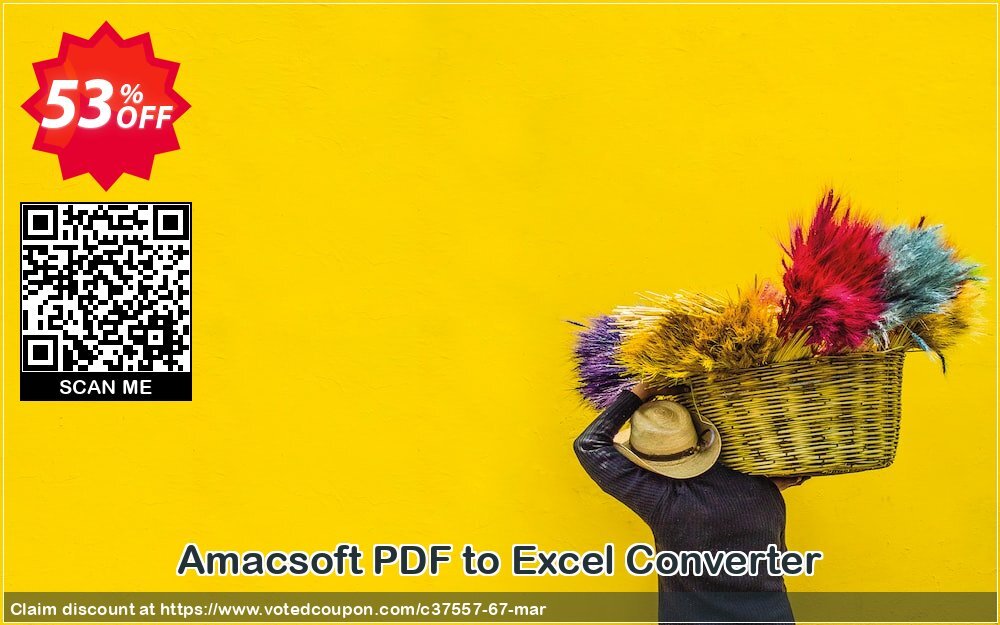 AMACsoft PDF to Excel Converter Coupon, discount 50% off. Promotion: 