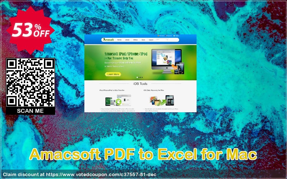 AMACsoft PDF to Excel for MAC Coupon, discount 50% off. Promotion: 