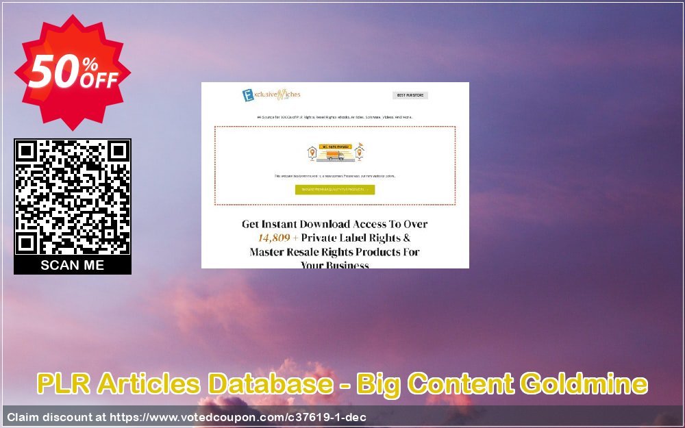 PLR Articles Database - Big Content Goldmine Coupon, discount BCG - 50% Off Coupon Code - (Including Affiliate Network). Promotion: 50% Off Coupon Code For BCG Package Deal (Swabd)!!