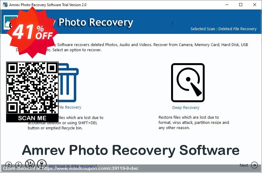Get 41% OFF Amrev Photo Recovery Software Coupon