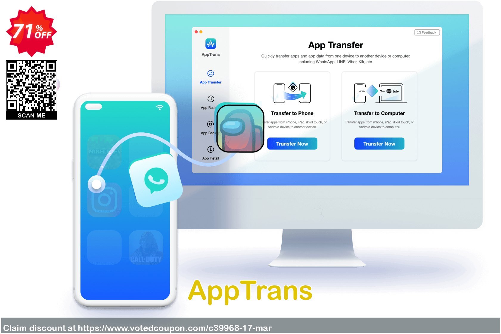 AppTrans Coupon, discount Best discount is IMOBEDUDISCOUNT codes. Promotion: 30OFF Coupon Imobie