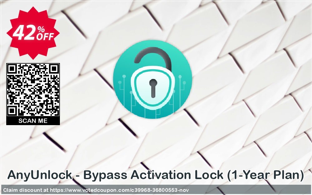 AnyUnlock - Bypass Activation Lock, 1-Year Plan  Coupon, discount 40% OFF AnyUnlock - Bypass Activation Lock (1-Year Plan), verified. Promotion: Super discount code of AnyUnlock - Bypass Activation Lock (1-Year Plan), tested & approved