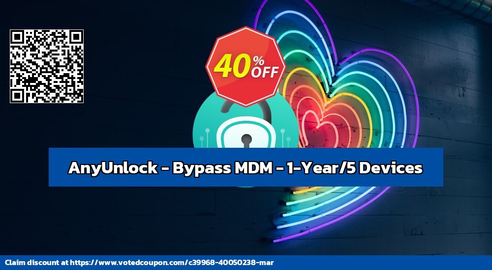 AnyUnlock - Bypass MDM - 1-Year/5 Devices Coupon, discount AnyUnlock for Windows - Bypass MDM - 1-Year Subscription/5 Devices  Best promo code 2024. Promotion: Best promo code of AnyUnlock for Windows - Bypass MDM - 1-Year Subscription/5 Devices  2024