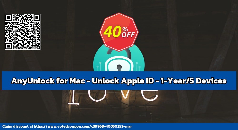 AnyUnlock for MAC - Unlock Apple ID - 1-Year/5 Devices Coupon Code Dec 2023, 41% OFF - VotedCoupon