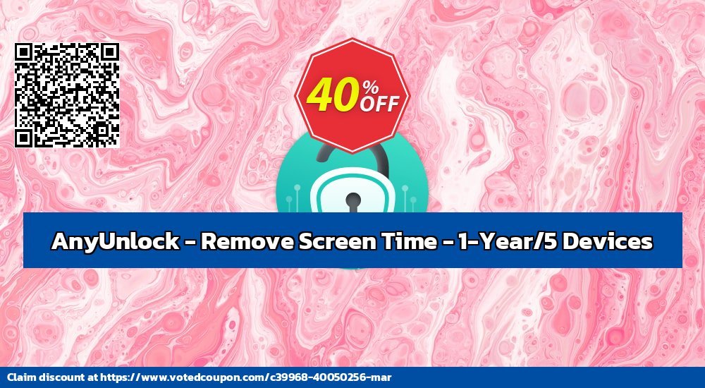 AnyUnlock - Remove Screen Time - 1-Year/5 Devices Coupon, discount AnyUnlock for Windows - Remove Screen Time - 1-Year Subscription/5 Devices  Wondrous deals code 2024. Promotion: Wondrous deals code of AnyUnlock for Windows - Remove Screen Time - 1-Year Subscription/5 Devices  2024
