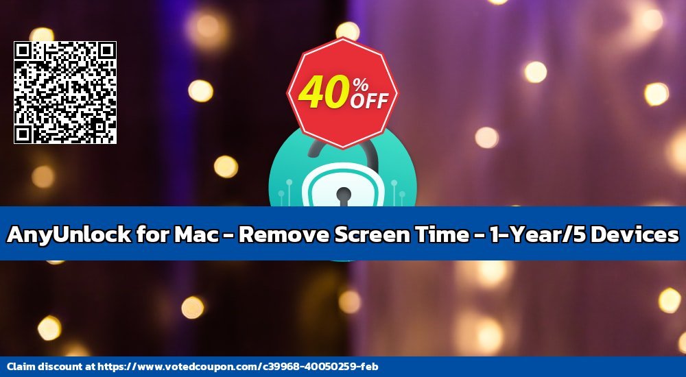 AnyUnlock for MAC - Remove Screen Time - 1-Year/5 Devices Coupon, discount AnyUnlock for Mac - Remove Screen Time - 1-Year Subscription/5 Devices  Amazing promo code 2024. Promotion: Amazing promo code of AnyUnlock for Mac - Remove Screen Time - 1-Year Subscription/5 Devices  2024