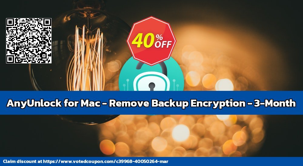 AnyUnlock for MAC - Remove Backup Encryption - 3-Month Coupon, discount AnyUnlock for Mac - Remove Backup Encryption - 3-Month Subscription/1 Device Special offer code 2024. Promotion: Special offer code of AnyUnlock for Mac - Remove Backup Encryption - 3-Month Subscription/1 Device 2024