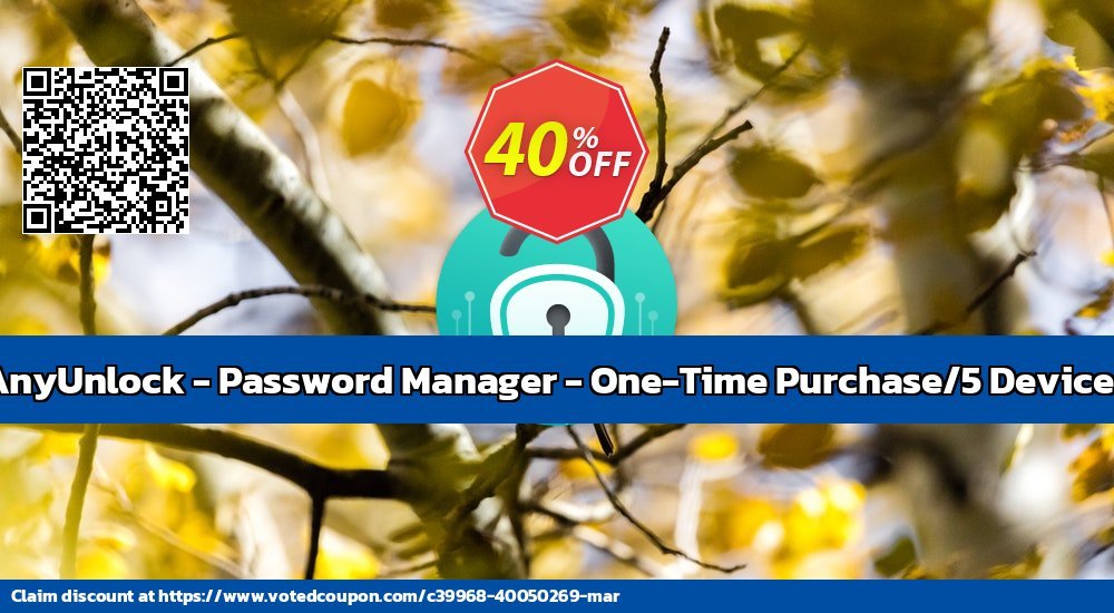 AnyUnlock - Password Manager - One-Time Purchase/5 Devices Coupon, discount AnyUnlock for Windows - Password Manager - One-Time Purchase/5 Devices Stunning sales code 2024. Promotion: Stunning sales code of AnyUnlock for Windows - Password Manager - One-Time Purchase/5 Devices 2024