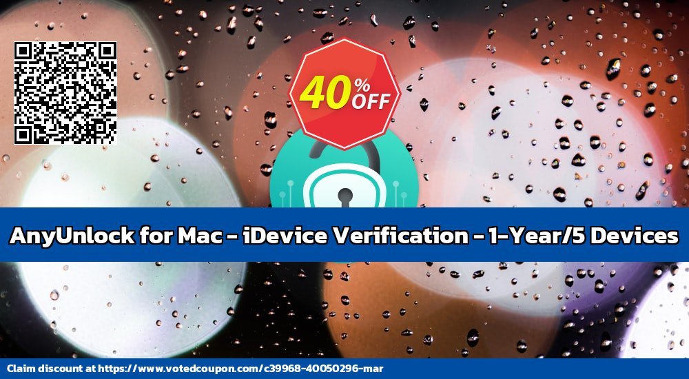 AnyUnlock for MAC - iDevice Verification - 1-Year/5 Devices voted-on promotion codes