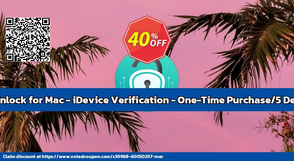 AnyUnlock for MAC - iDevice Verification - One-Time Purchase/5 Devices Coupon, discount AnyUnlock for Mac - iDevice Verification - One-Time Purchase/5 Devices Formidable sales code 2024. Promotion: Formidable sales code of AnyUnlock for Mac - iDevice Verification - One-Time Purchase/5 Devices 2024