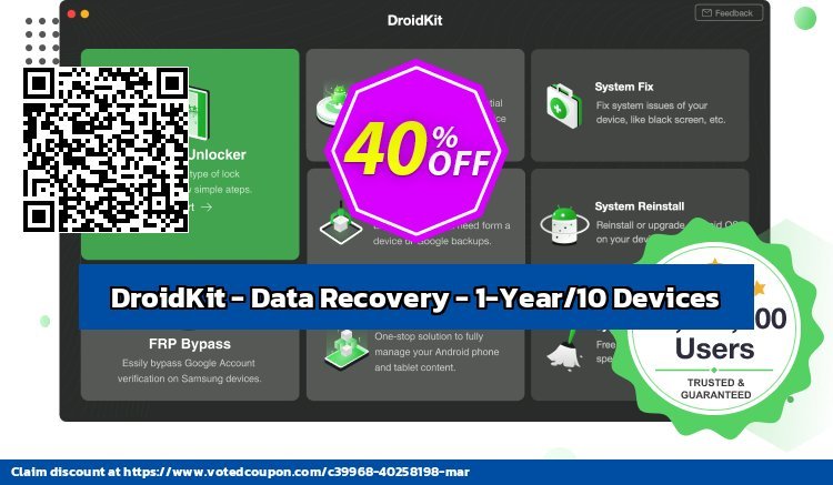 DroidKit - Data Recovery - 1-Year/10 Devices Coupon Code Dec 2023, 40% OFF - VotedCoupon
