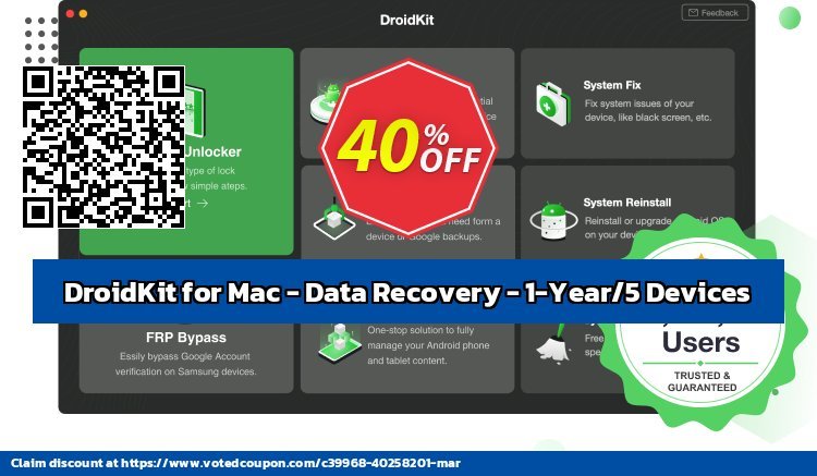 Get 41% OFF DroidKit for Mac - Data Recovery - 1-Year/5 Devices Coupon