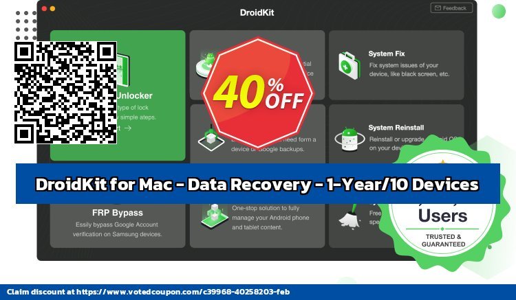 Get 41% OFF DroidKit for Mac - Data Recovery - 1-Year Subscription/10 Devices Coupon