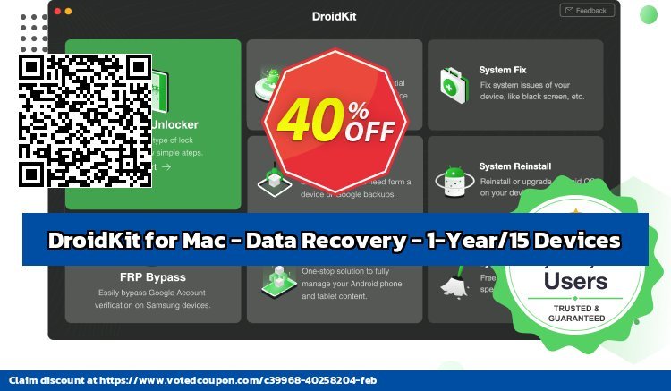 DroidKit for MAC - Data Recovery - 1-Year/15 Devices Coupon Code Dec 2023, 40% OFF - VotedCoupon