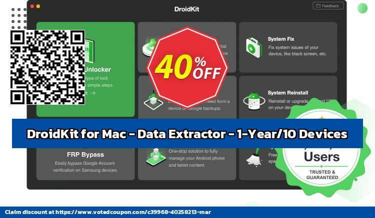 Get 41% OFF DroidKit for Mac - Data Extractor - 1-Year/10 Devices Coupon