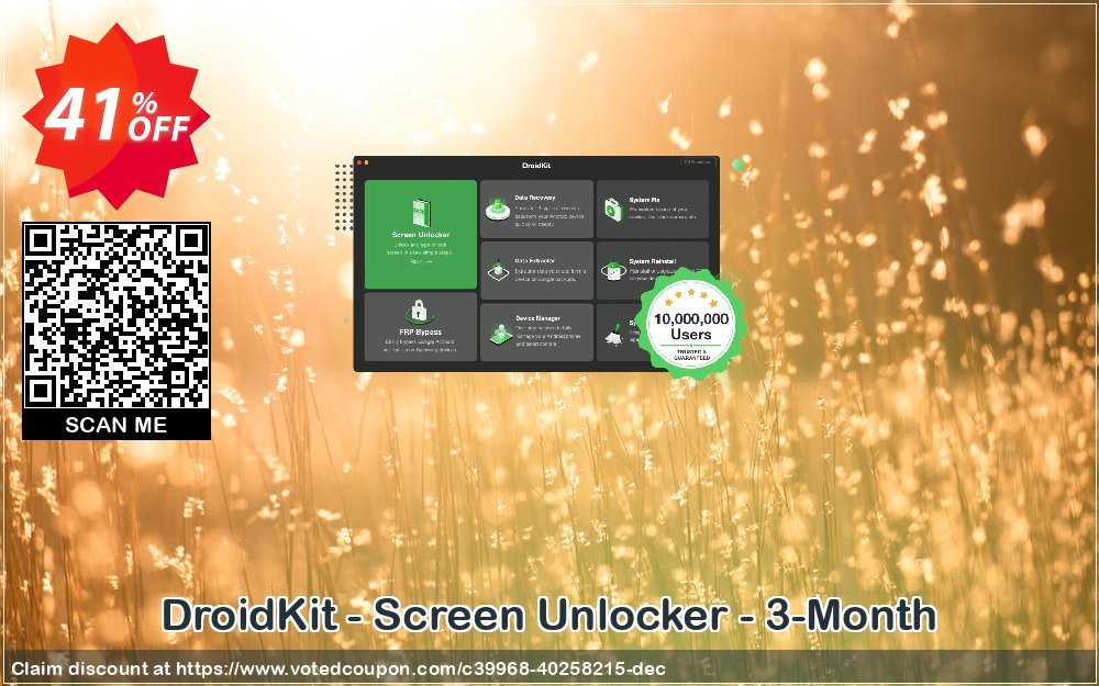 DroidKit - Screen Unlocker - 3-Month Coupon, discount DroidKit for Windows - Screen Unlocker - 3-Month Subscription/1 Device Stirring promo code 2023. Promotion: Stirring promo code of DroidKit for Windows - Screen Unlocker - 3-Month Subscription/1 Device 2023