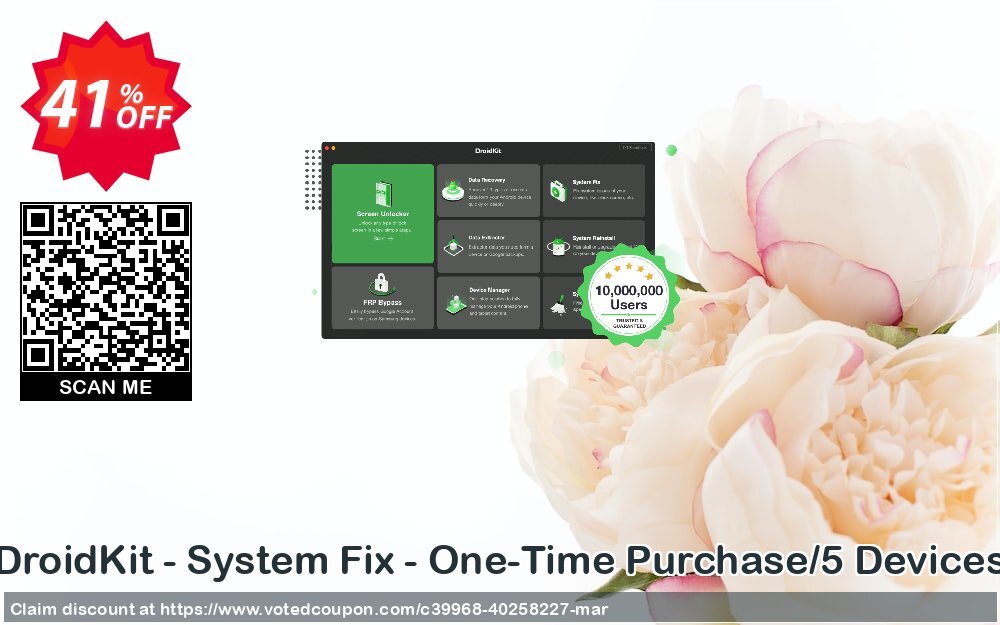 DroidKit - System Fix - One-Time Purchase/5 Devices Coupon, discount DroidKit for Windows - System Fix - One-Time Purchase/5 Devices Best offer code 2024. Promotion: Best offer code of DroidKit for Windows - System Fix - One-Time Purchase/5 Devices 2024