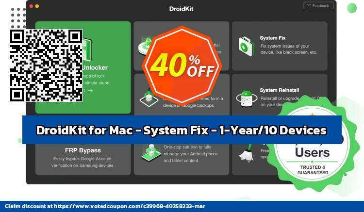 DroidKit for MAC - System Fix - 1-Year/10 Devices Coupon Code Dec 2023, 41% OFF - VotedCoupon
