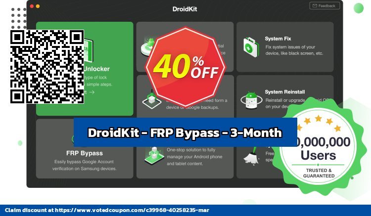Get 41% OFF DroidKit for Windows - FRP Bypass - 3-Month/1 Device Coupon