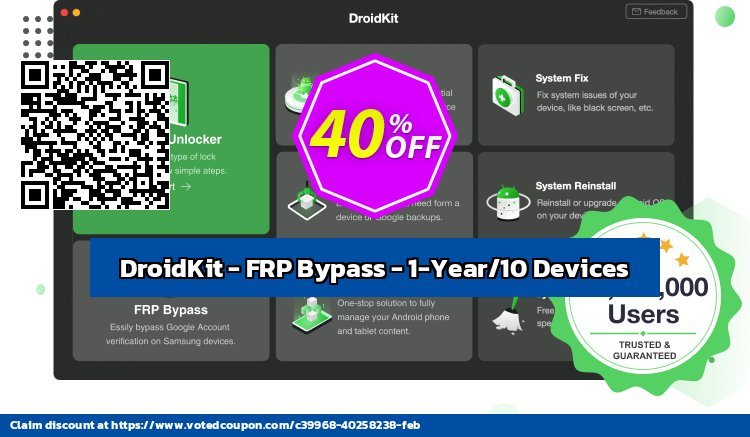 DroidKit - FRP Bypass - 1-Year/10 Devices Coupon Code Dec 2023, 40% OFF - VotedCoupon