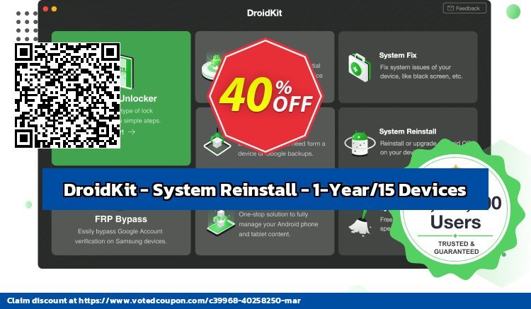 Get 41% OFF DroidKit - System Reinstall - 1-Year/15 Devices Coupon