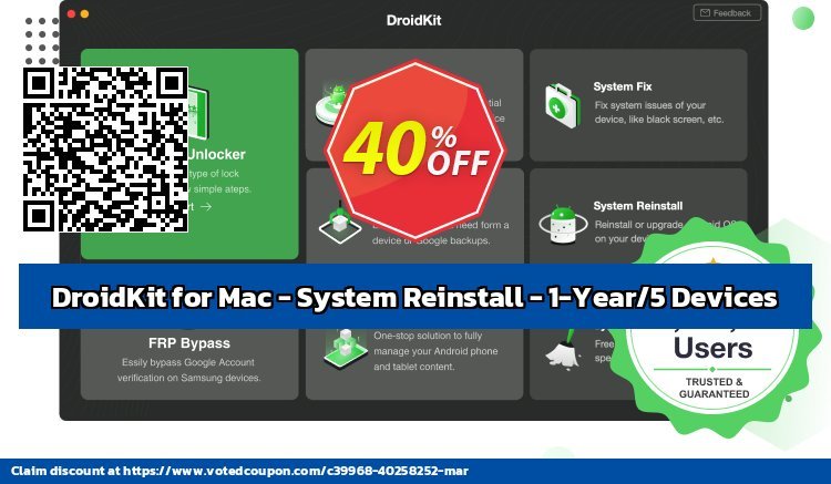 DroidKit for MAC - System Reinstall - 1-Year/5 Devices Coupon Code Dec 2023, 42% OFF - VotedCoupon