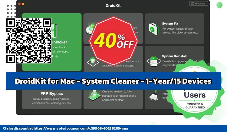 DroidKit for MAC - System Cleaner - 1-Year/15 Devices voted-on promotion codes