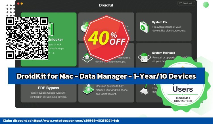 DroidKit for MAC - Data Manager - 1-Year/10 Devices voted-on promotion codes