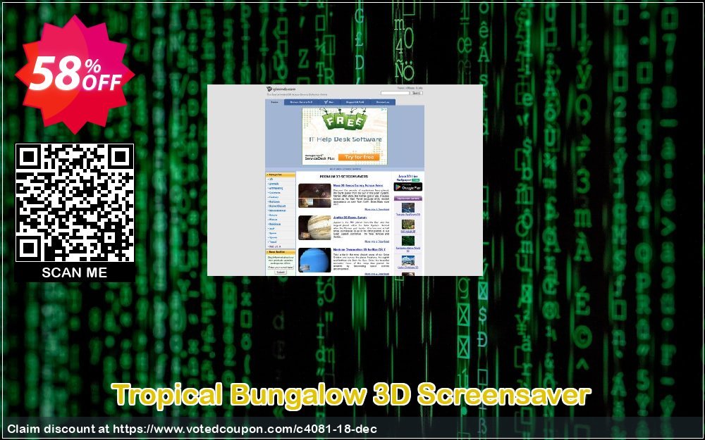 Tropical Bungalow 3D Screensaver Coupon, discount 50% bundle discount. Promotion: 