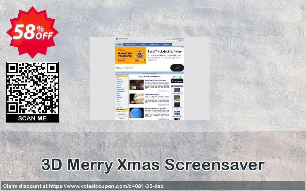 3D Merry Xmas Screensaver Coupon, discount 50% bundle discount. Promotion: 