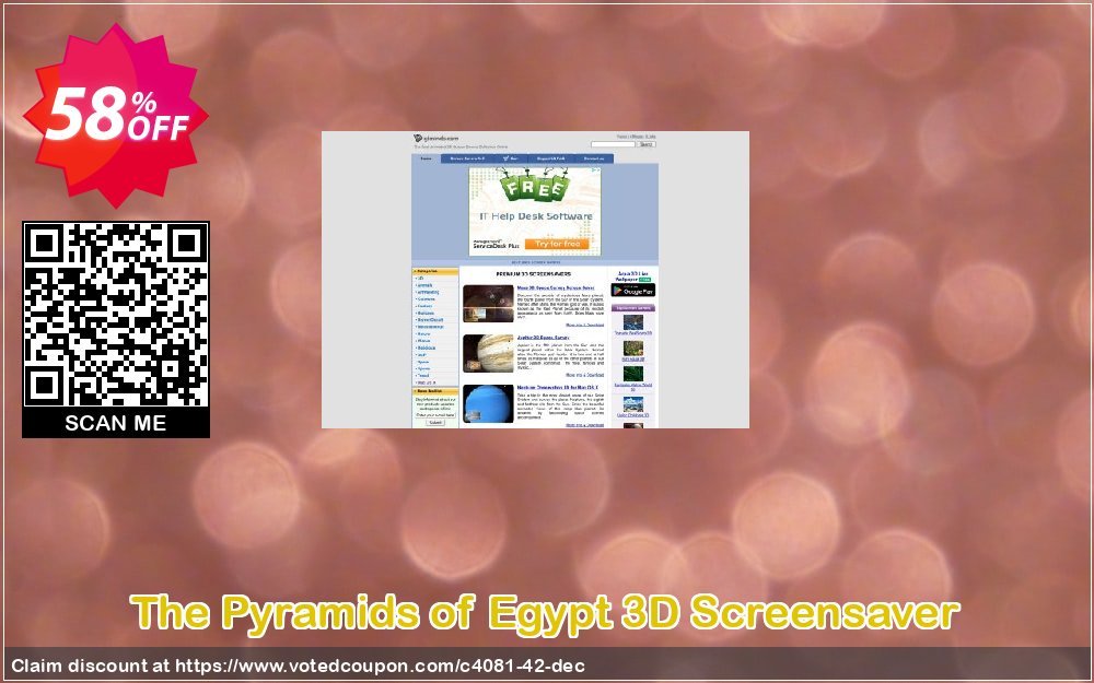 The Pyramids of Egypt 3D Screensaver Coupon, discount 50% bundle discount. Promotion: 