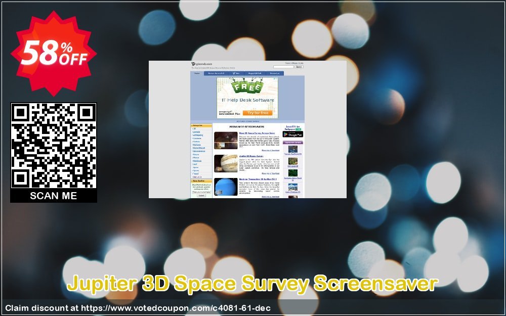 Jupiter 3D Space Survey Screensaver Coupon, discount 50% bundle discount. Promotion: 