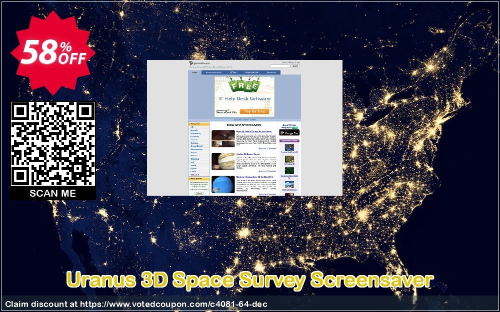 Uranus 3D Space Survey Screensaver Coupon, discount 50% bundle discount. Promotion: 