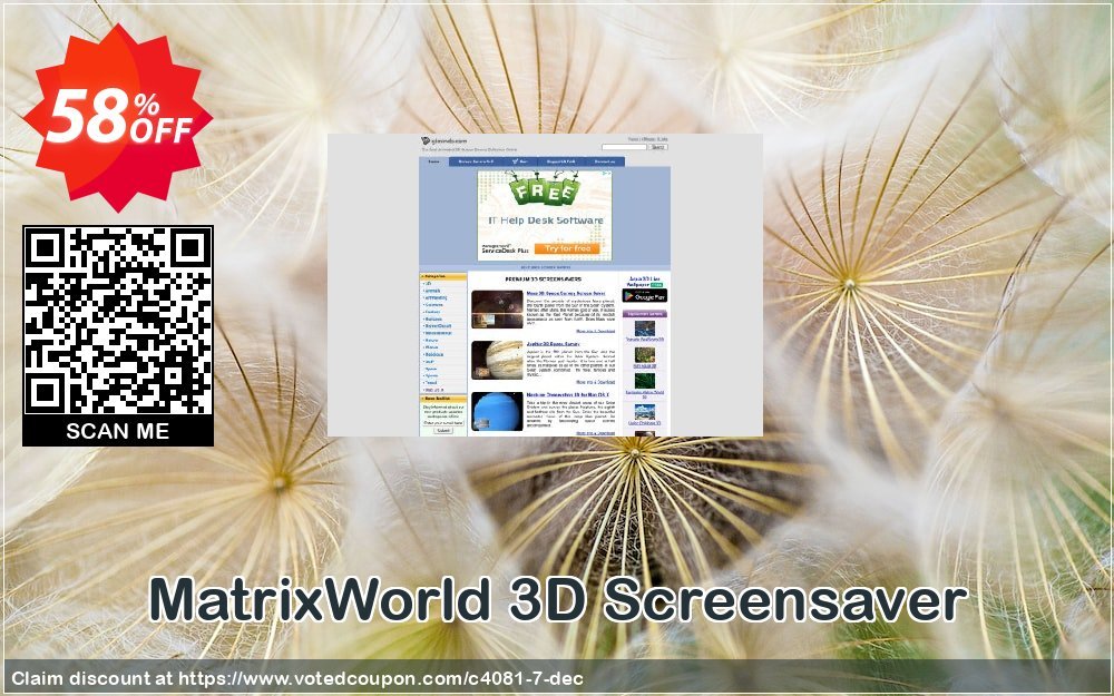 MatrixWorld 3D Screensaver Coupon, discount 50% bundle discount. Promotion: 