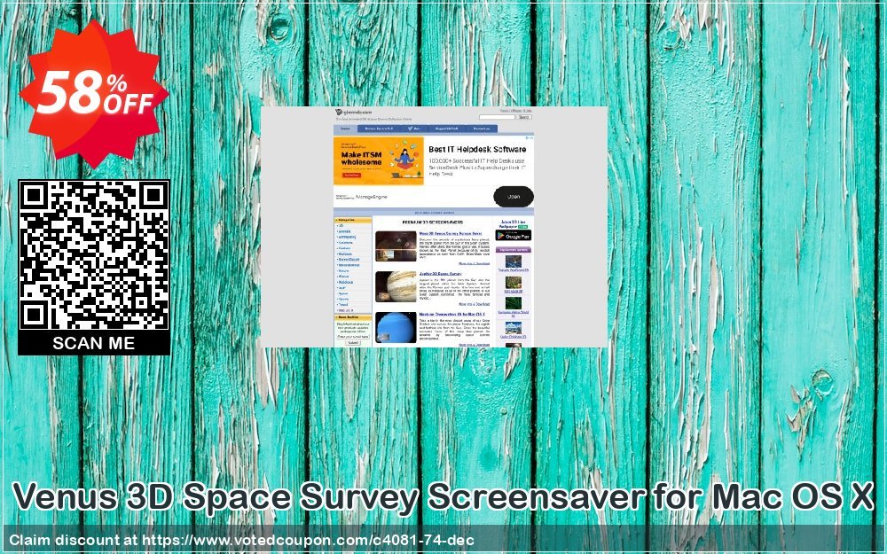 Venus 3D Space Survey Screensaver for MAC OS X Coupon, discount 50% bundle discount. Promotion: 