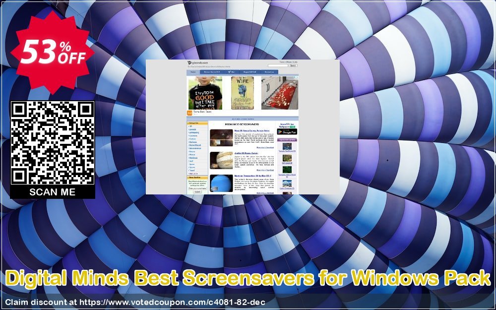 Digital Minds Best Screensavers for WINDOWS Pack Coupon, discount 50% bundle discount. Promotion: 