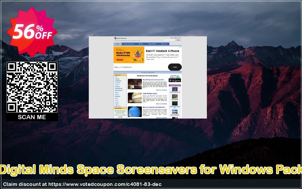 Digital Minds Space Screensavers for WINDOWS Pack Coupon, discount 50% bundle discount. Promotion: 
