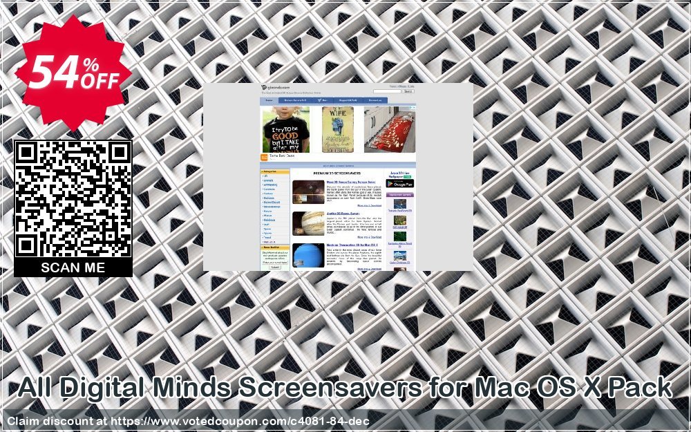 All Digital Minds Screensavers for MAC OS X Pack Coupon, discount 50% bundle discount. Promotion: 