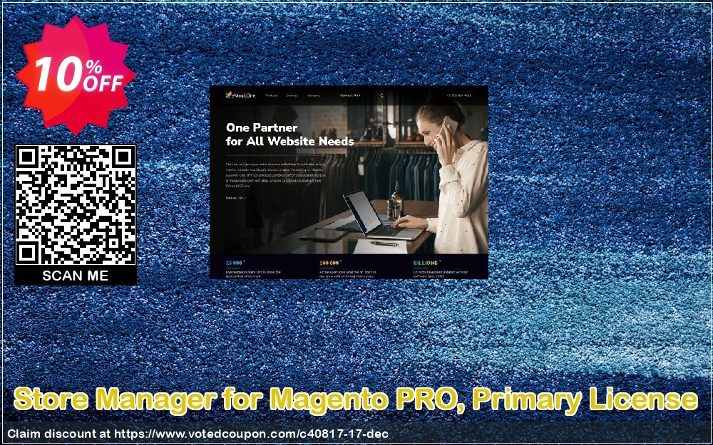 Store Manager for Magento PRO, Primary Plan Coupon, discount 20% discount for destockage-pc.com. Promotion: 1 time discount for destockage-pc.com