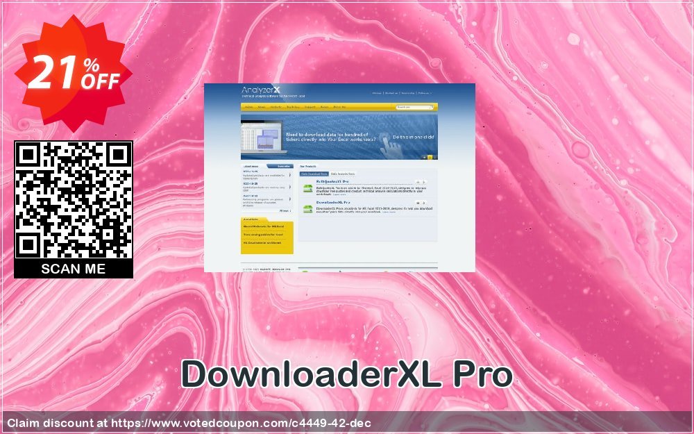 DownloaderXL Pro Coupon, discount 20 OFF analyzerxl (4449). Promotion: 