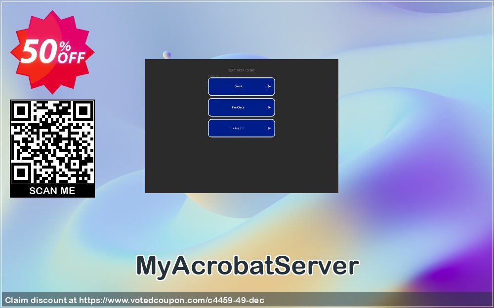 MyAcrobatServer Coupon, discount 50% Off. Promotion: 50% Off the Purchase Price