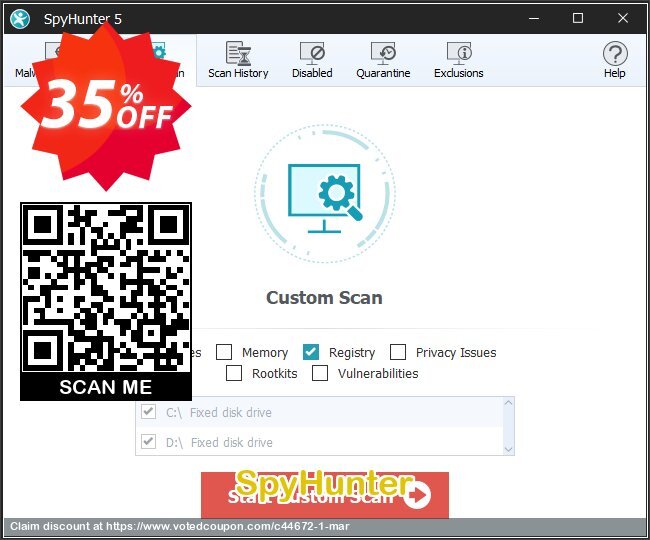 SpyHunter Coupon, discount 25% off with SpyHunter. Promotion: 