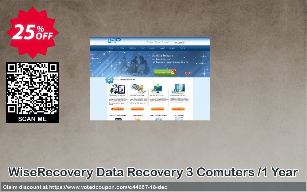 WiseRecovery Data Recovery 3 Comuters /Yearly Coupon, discount Lionsea Software coupon archive (44687). Promotion: Lionsea Software coupon discount codes archive (44687)