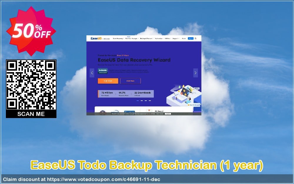 EaseUS Todo Backup Technician, Yearly  Coupon Code Oct 2023, 50% OFF - VotedCoupon