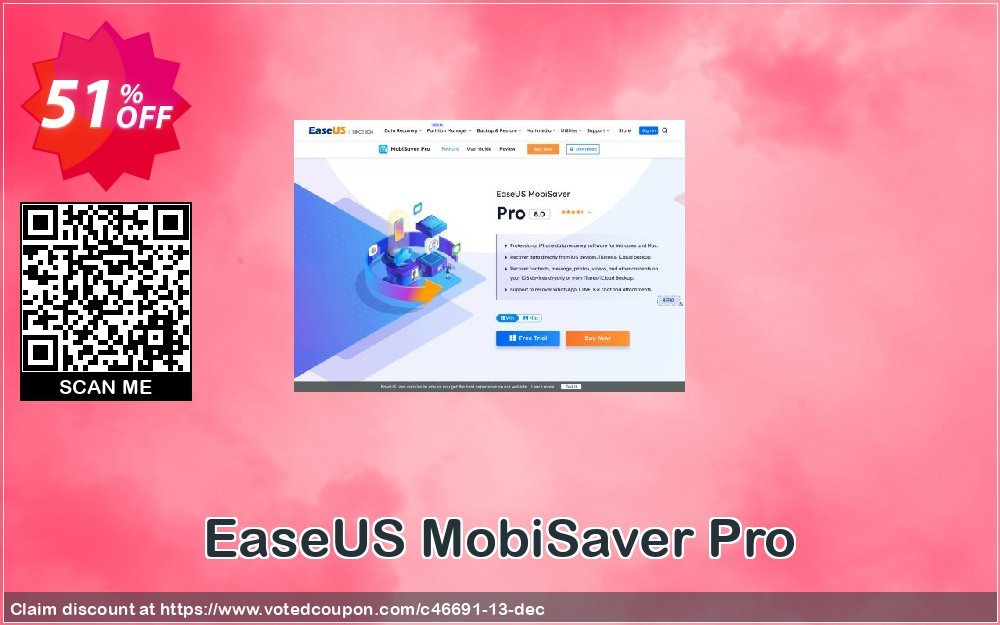 Get 61% OFF EaseUS MobiSaver Pro Coupon