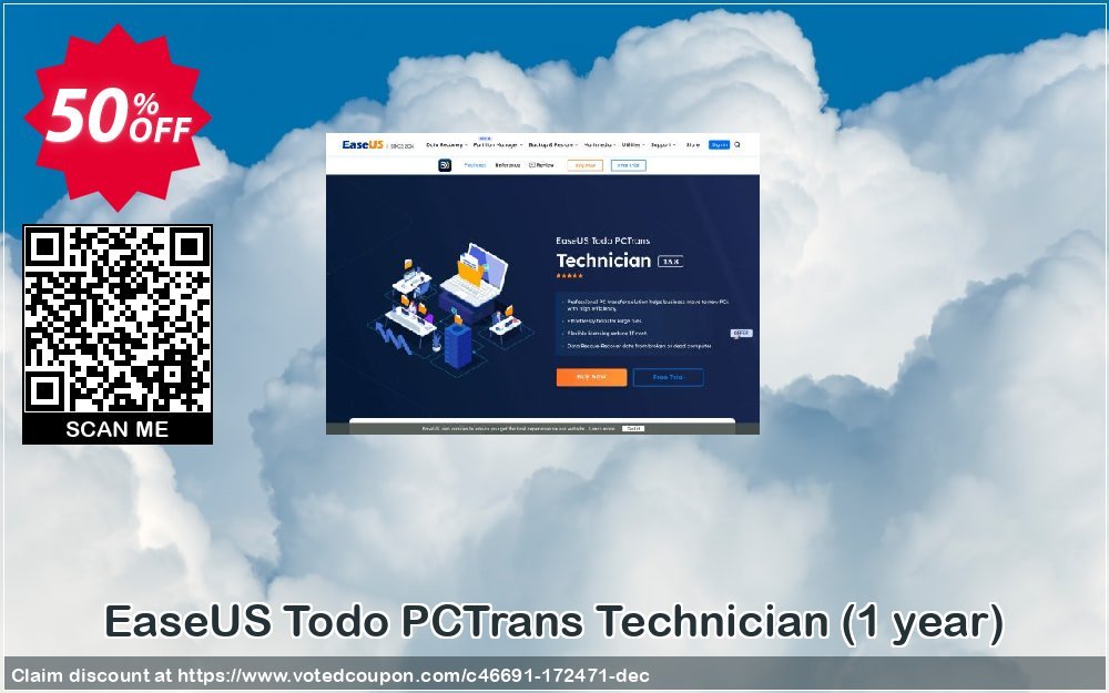 EaseUS Todo PCTrans Technician, Yearly  Coupon Code Oct 2023, 50% OFF - VotedCoupon