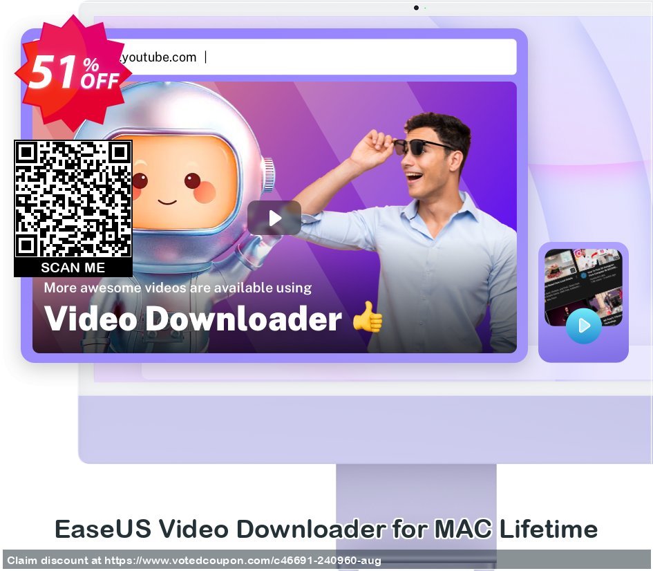 EaseUS Video Downloader for MAC Lifetime Coupon Code Jun 2024, 51% OFF - VotedCoupon