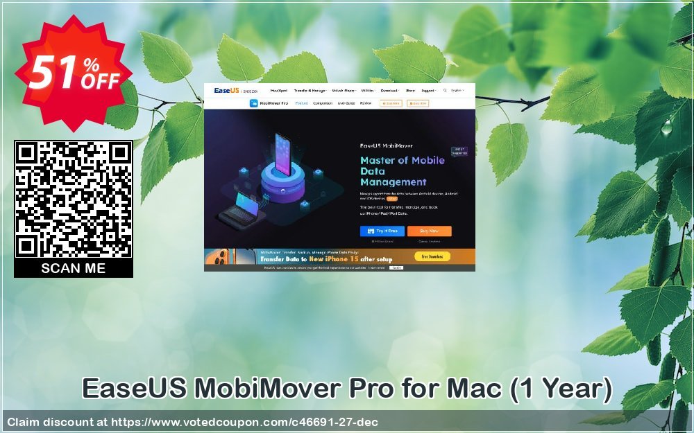 EaseUS MobiMover Pro for MAC, Yearly  voted-on promotion codes