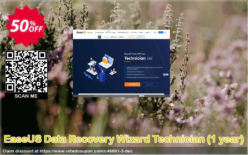Get 50% OFF EaseUS Data Recovery Wizard Technician, Yearly Coupon