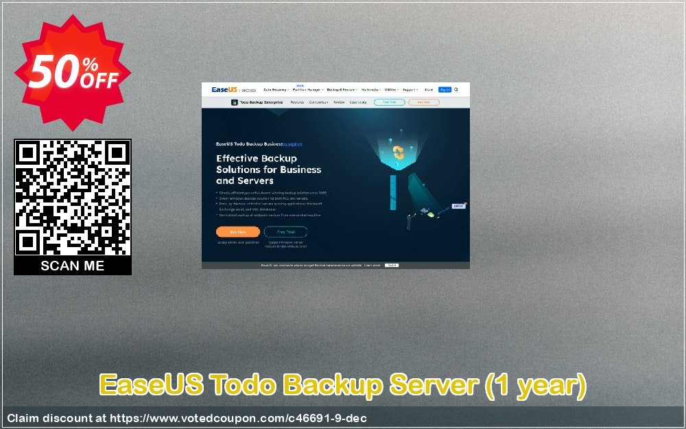EaseUS Todo Backup Server, Yearly  Coupon Code Oct 2023, 50% OFF - VotedCoupon